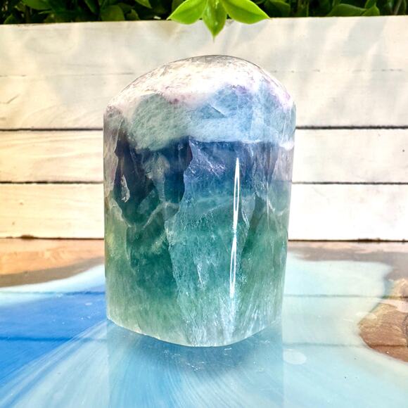 Feather Fluorite Tower 316g 66mm Polished Rainbow Crystal Mexico - Picture 1 of 3